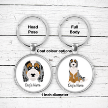 Load image into Gallery viewer, Aussiedoodle (Australian Shepherd/Poodle mix) Bezel Keychain - personalized
