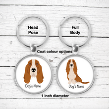 Load image into Gallery viewer, Basset Hound Bezel Keychain - personalized
