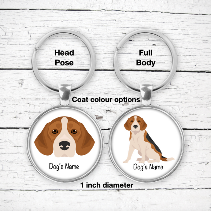 Beagle Bezel Keychain - personalized