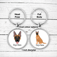 Load image into Gallery viewer, Belgian Malinois Bezel Keychain - personalized
