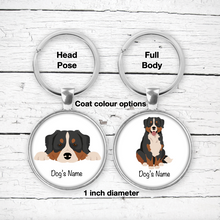 Load image into Gallery viewer, Bernese Mountain Dog Bezel Keychain - personalized
