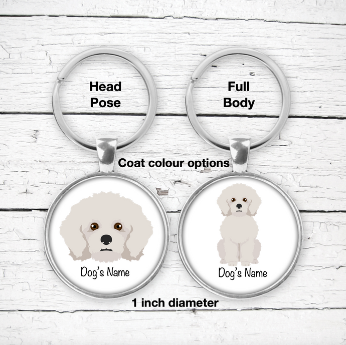 Bichon Frise Bezel Keychain - personalized