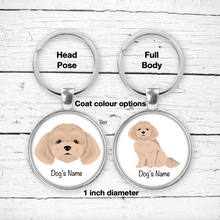 Load image into Gallery viewer, Bichpoo (Bichon Frise/Poodle mix) Bezel Keychain - personalized
