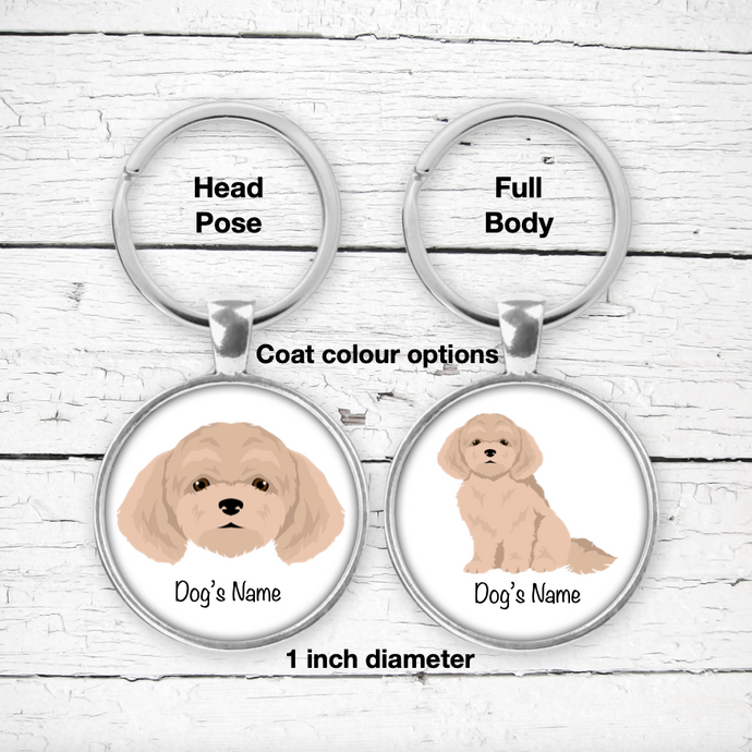 Bichpoo (Bichon Frise/Poodle mix) Bezel Keychain - personalized