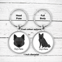 Load image into Gallery viewer, Black Norwegian Elkhound Bezel Keychain - personalized
