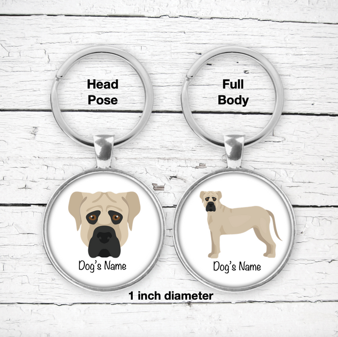 Boerboel Bezel Keychain - personalized