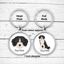 Load image into Gallery viewer, Bordoodle (Border Collie/Poodle mix) Bezel Keychain - personalized
