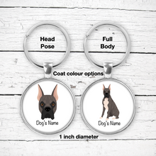 Load image into Gallery viewer, Boxer (cropped ears) Bezel Keychain - personalized
