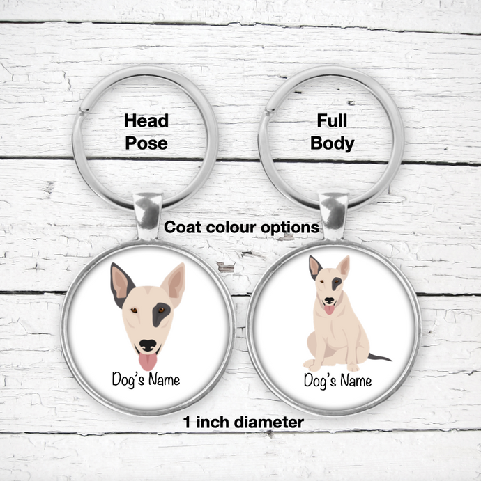 Bull Terrier Bezel Keychain - personalized