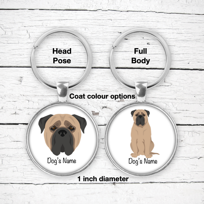 Bullmastiff Bezel Keychain - personalized