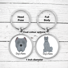 Load image into Gallery viewer, Cane Corso (cropped ears) Bezel Keychain - personalized
