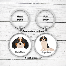 Load image into Gallery viewer, Cavachon (Cavalier/Bichon mix) Bezel Keychain - personalized
