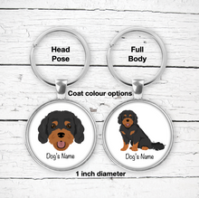 Load image into Gallery viewer, Cavapoo (Cavalier/Poodle mix) Bezel Keychain - personalized
