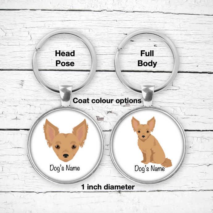 Chipoo (Chihuahua/Poodle mix) Bezel Keychain - personalized