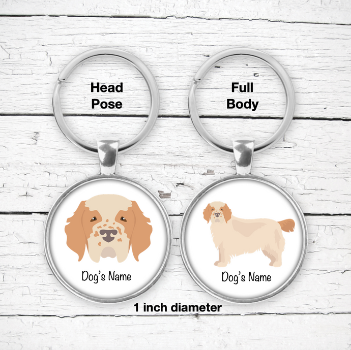 Clumber Spaniel Bezel Keychain - personalized