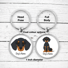 Load image into Gallery viewer, Dachshund (smoothcoat) Bezel Keychain - personalized
