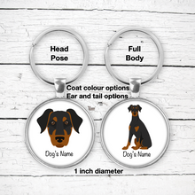 Load image into Gallery viewer, Doberman Pinscher Bezel Keychain - personalized
