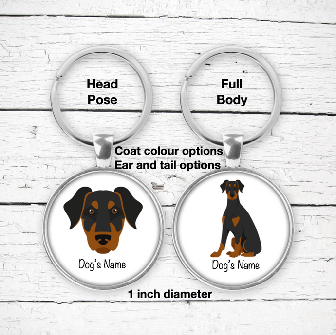 Doberman Pinscher Bezel Keychain - personalized