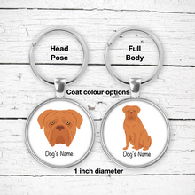 Load image into Gallery viewer, Dogue de Bordeaux Bezel Keychain - personalized
