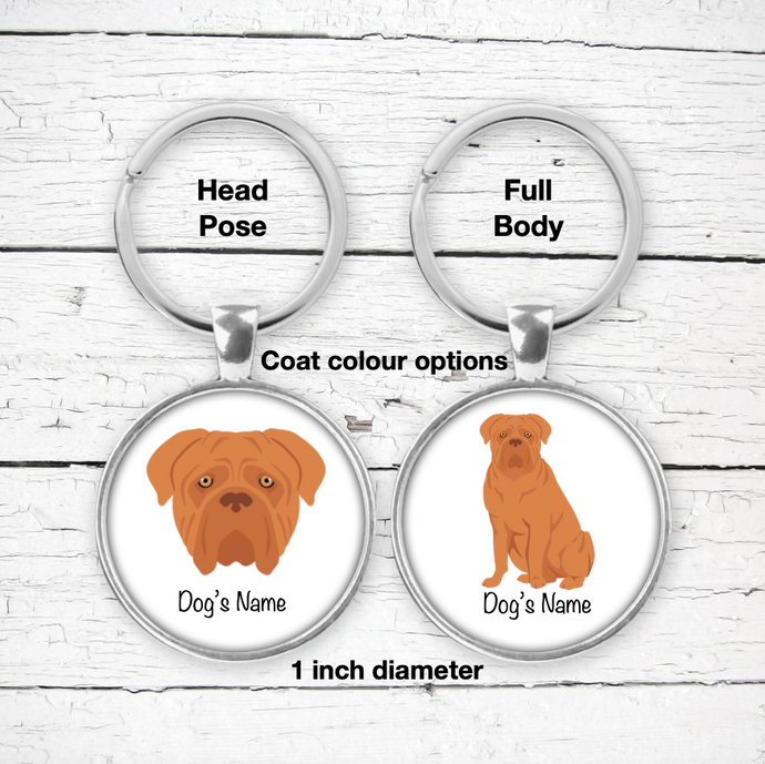 Dogue de Bordeaux Bezel Keychain - personalized