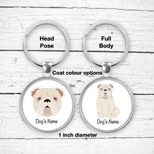 Load image into Gallery viewer, English Bulldog Bezel Keychain - personalized
