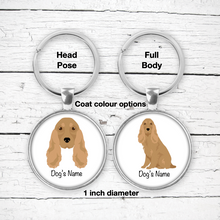 Load image into Gallery viewer, English Cocker Spaniel Bezel Keychain - personalized
