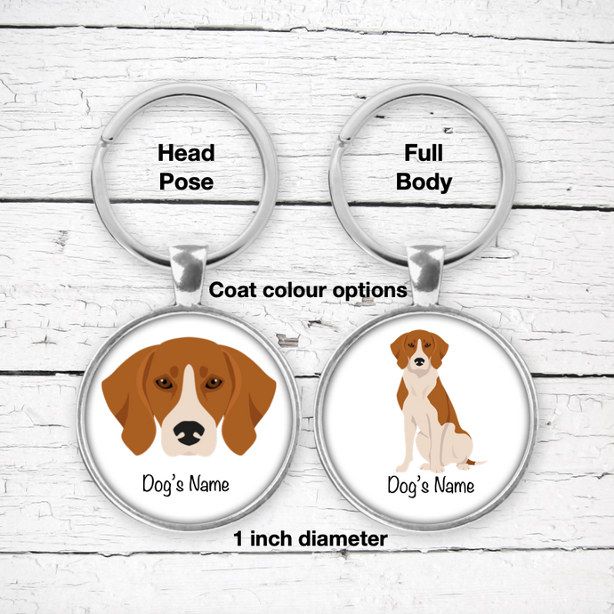 English Foxhound Bezel Keychain - personalized