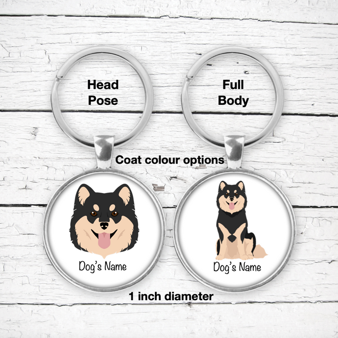 Finnish Lapphund Bezel Keychain - personalized