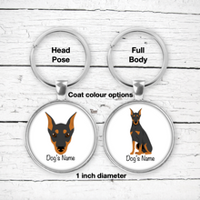 Load image into Gallery viewer, German Pinscher (cropped ears) Bezel Keychain - personalized
