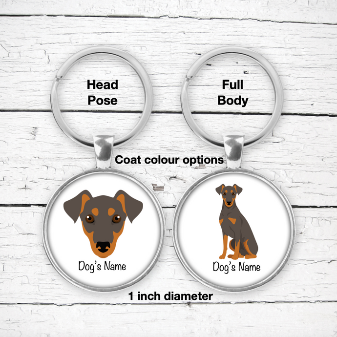 German Pinscher Bezel Keychain - personalized