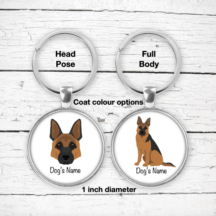 German Shepherd Bezel Keychain - personalized