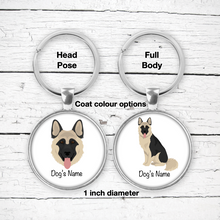 Load image into Gallery viewer, German Shepherd (longhaired) Bezel Keychain - personalized
