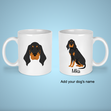 Load image into Gallery viewer, Black and Tan Coonhound 11 oz mug personalized
