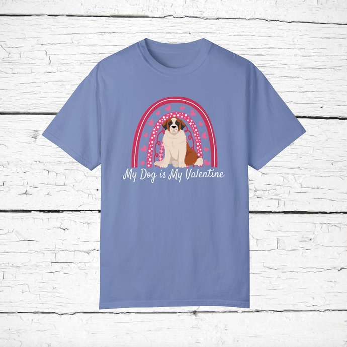 St Bernard 'My Dog is My Valentine' 100% cotton t-shirt customized