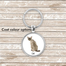 Load image into Gallery viewer, Siamese cat keychain personalized
