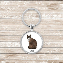 Load image into Gallery viewer, Snowshoe cat keychain personalized
