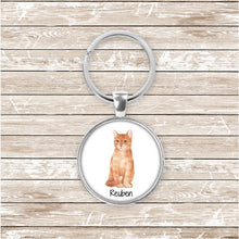 Load image into Gallery viewer, Orange Domestic shorthair cat keychain personalized
