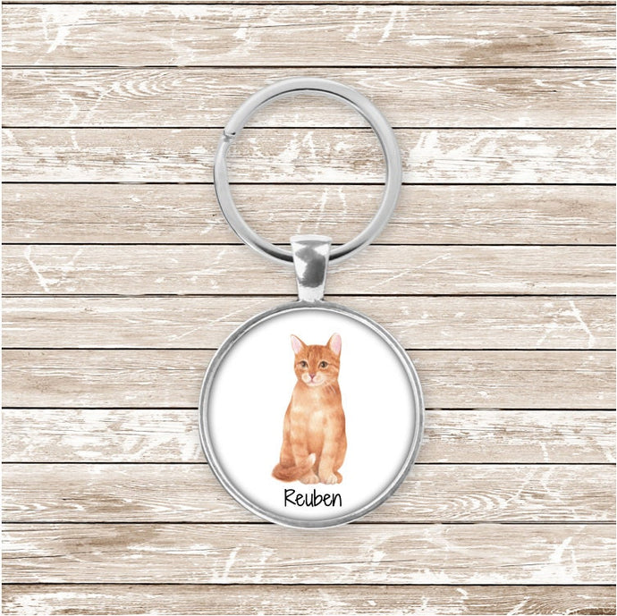 Orange Domestic shorthair cat keychain personalized