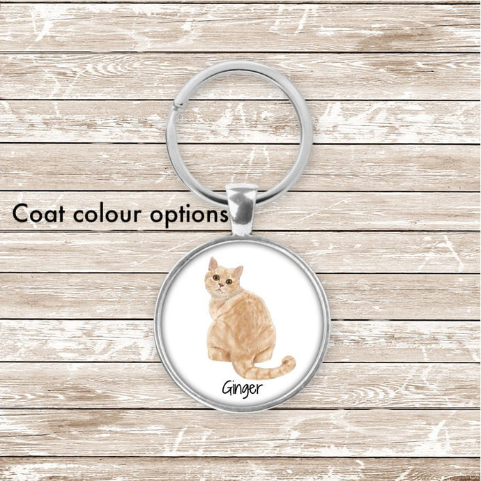 British Shorthair cat keychain personalized