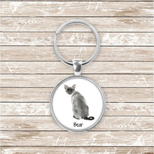 Load image into Gallery viewer, Siamese cat keychain personalized
