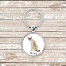 Load image into Gallery viewer, Siamese cat keychain personalized
