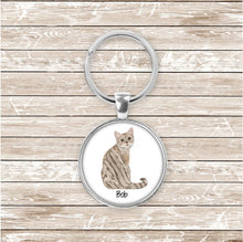 Load image into Gallery viewer, Domestic shorthair tabby cat keychain personalized
