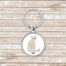 Load image into Gallery viewer, Domestic shorthair tabby cat keychain personalized
