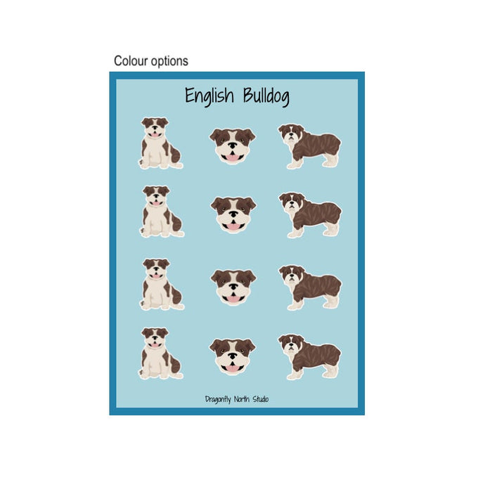 English Bulldog Vinyl Sticker Sheet