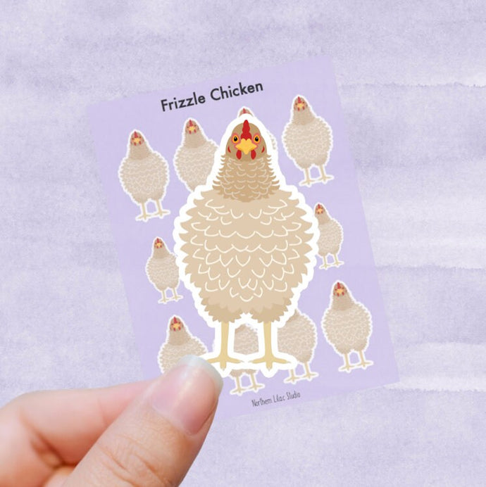 Frizzle chicken vinyl sticker sheet