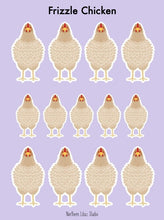 Load image into Gallery viewer, Frizzle chicken vinyl sticker sheet
