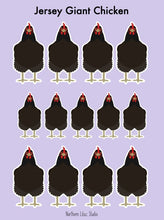 Load image into Gallery viewer, Jersey Giant chicken vinyl sticker sheet
