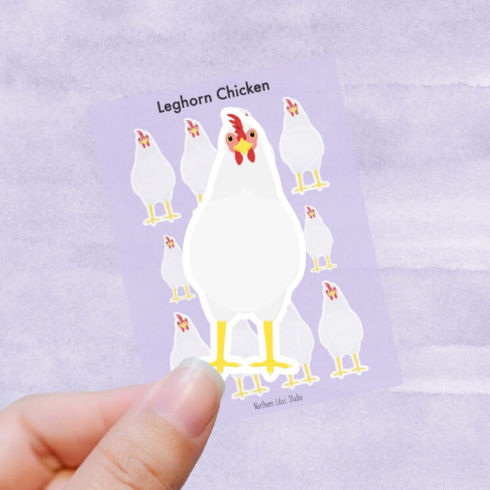 Leghorn chicken vinyl sticker sheet