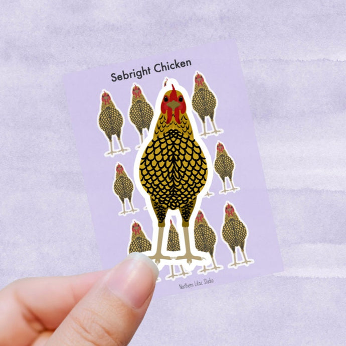 Sebright chicken vinyl sticker sheet