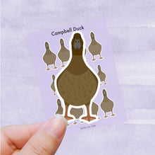 Load image into Gallery viewer, Campbell duck vinyl sticker sheet
